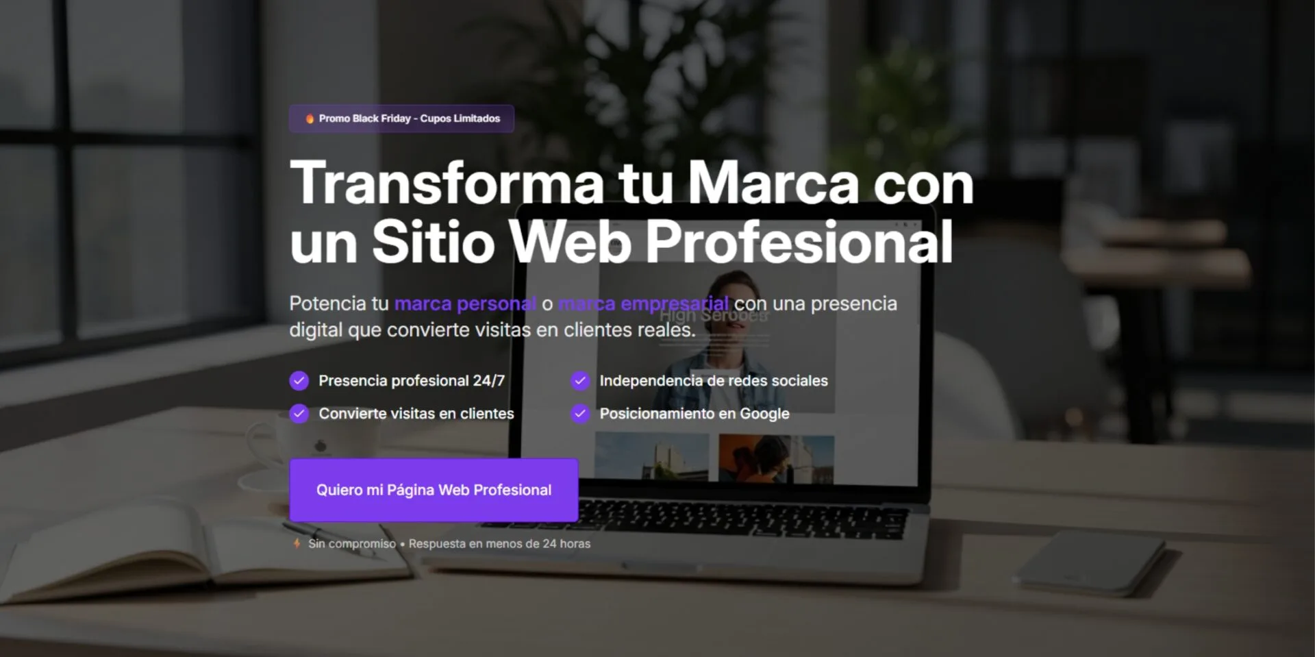 Landing de diseño web profesional para emprendedores, marcas personales y empresas.